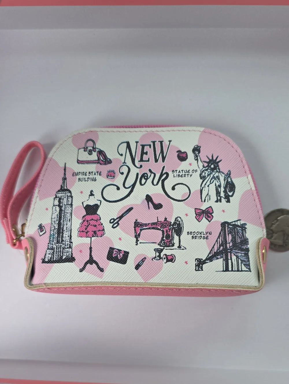 New York Pink Graphic Coin Bag